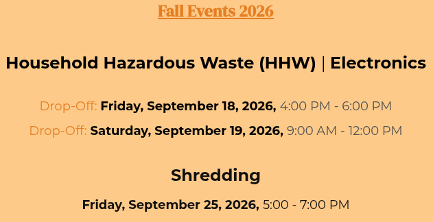 Fall 2026 Household Hazardous Waste Event